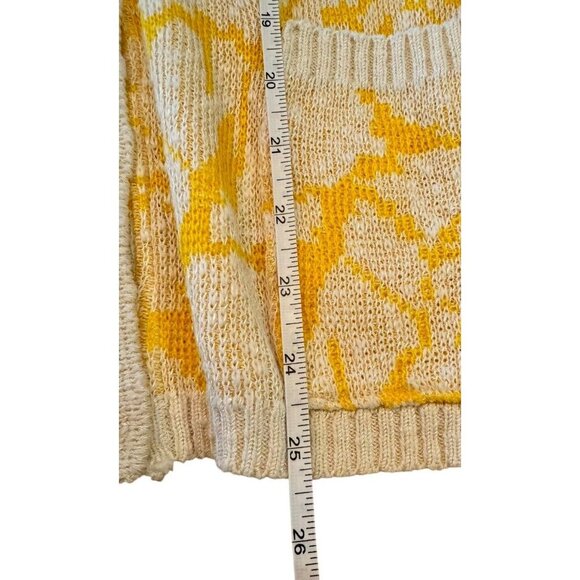 Vintage Jordan Marsh Yellow White Cardigan Sweater Medium Shoulder Pads‎ Italy - Picture 8 of 11